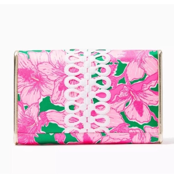 🆕 LILLY PULITZER Lilly Pulitzer Hibiscus Kiss Envelope Pouch Purse NWOT - Picture 2 of 16
